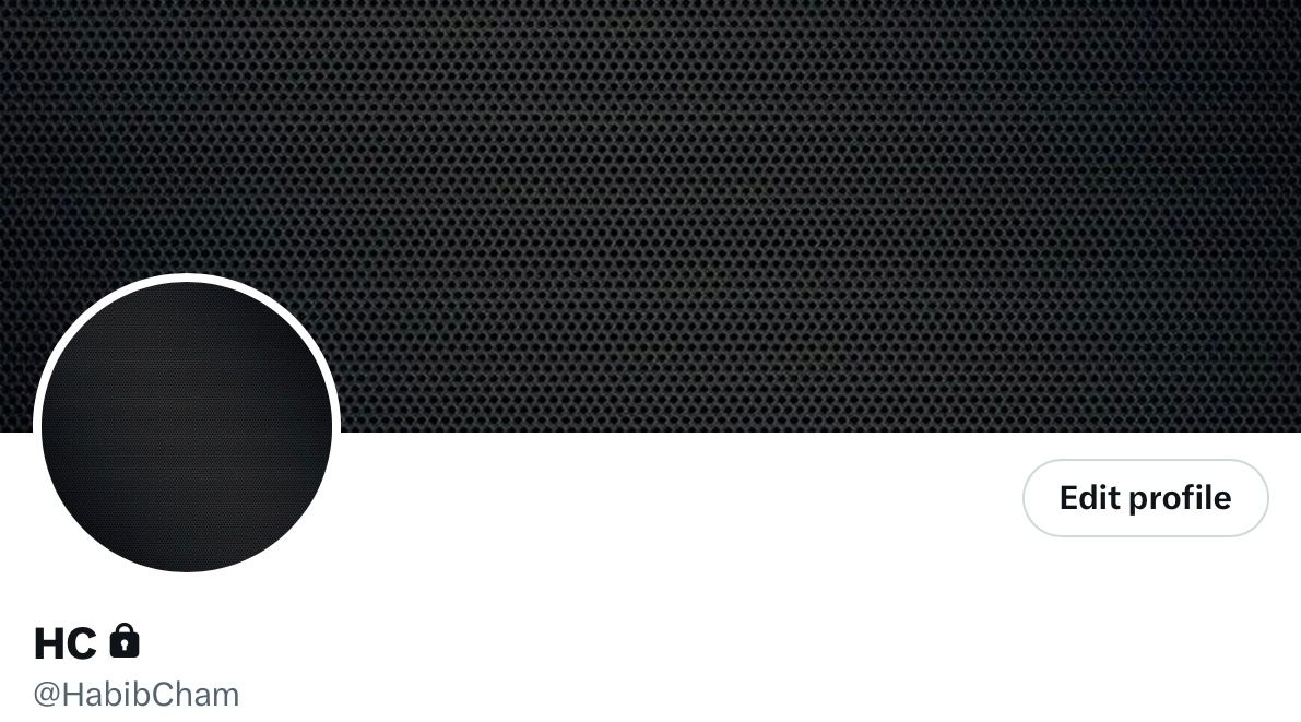 Photo of a Twitter profile page showing the header and avatar with the username