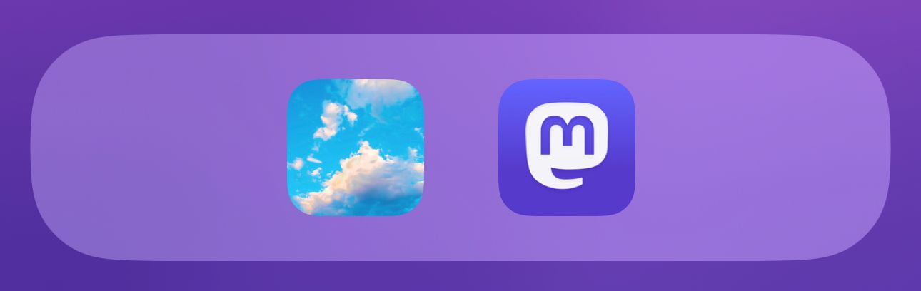 Screenshot of an iPhone dock with Bluesky and Mastodon app icons.