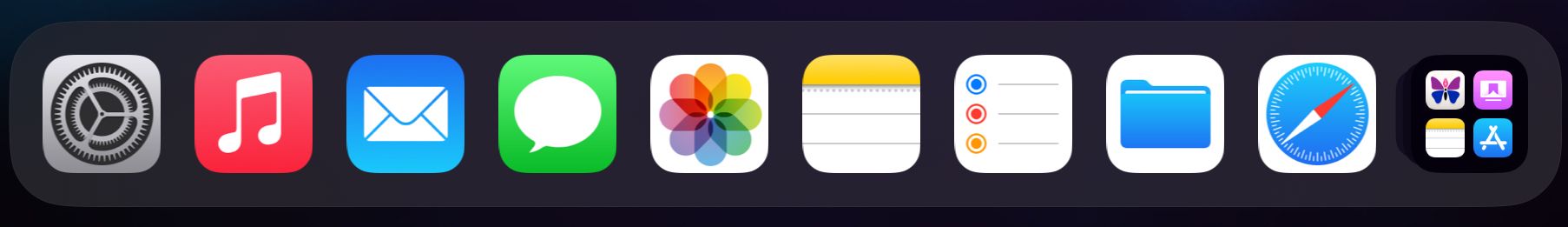 Screenshot of iPad dock shopping default native Apple apps